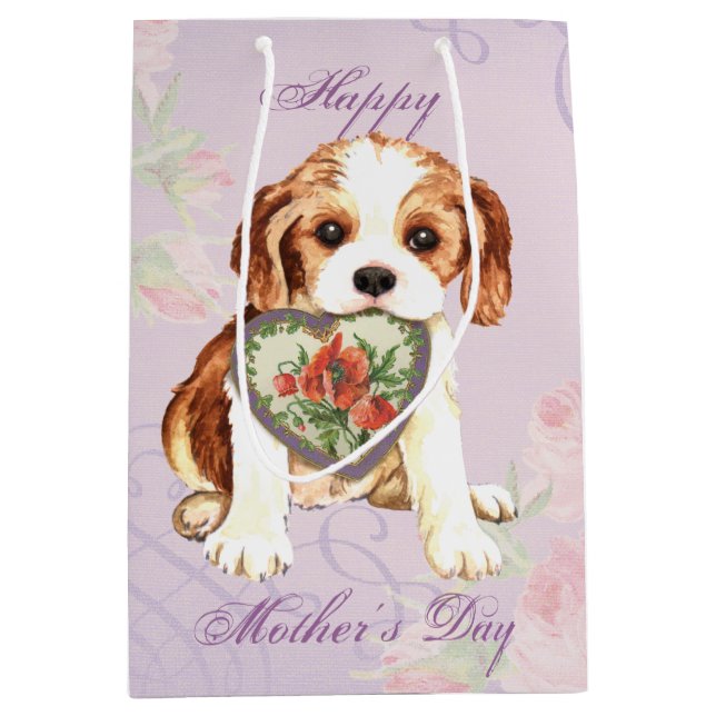 Cavalier Heart Mom Medium Gift Bag (Front)