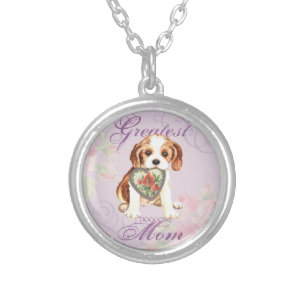 Cavalier Heart Mom Silver Plated Necklace