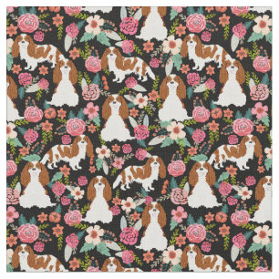 cavalier kc spaniel blenheim vintage florals fabric