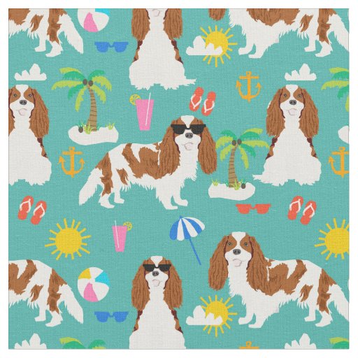 cavalier kc spaniel dog summer tropical fabric