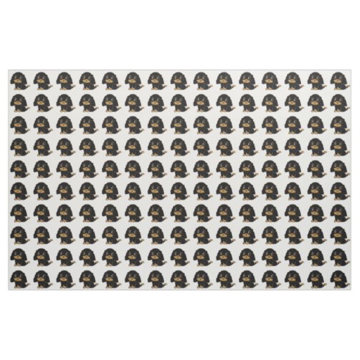 cavalier kcs black and tan cartoon fabric