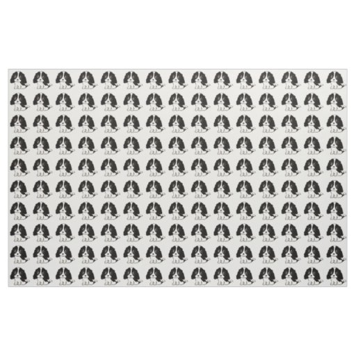 cavalier kcs black and white cartoon fabric