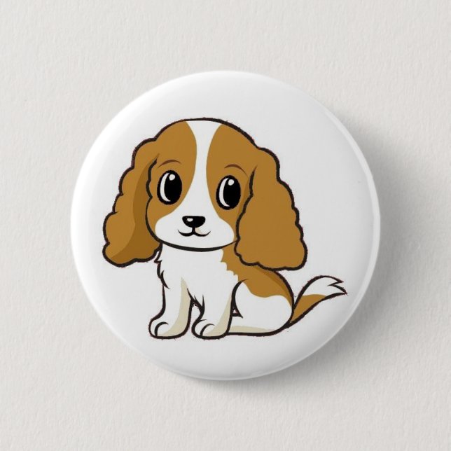 cavalier kcs blenheim cartoon button (Front)