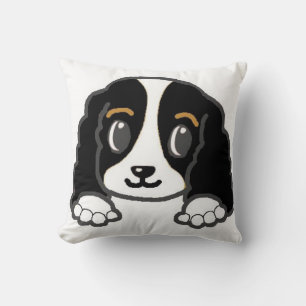 cavalier kcs peeking black and white throw pillow