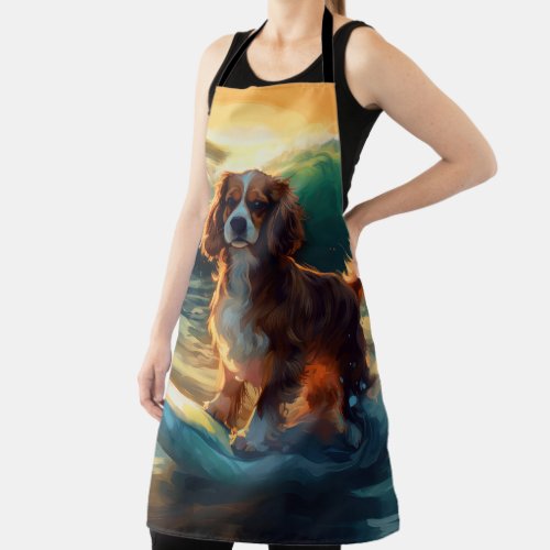 Cavalier King Beach Surfing Painting Apron