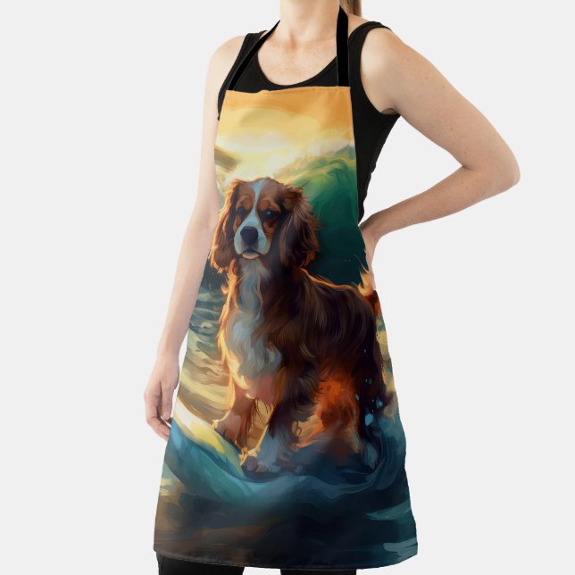 Cavalier King Beach Surfing Painting Apron (Insitu)