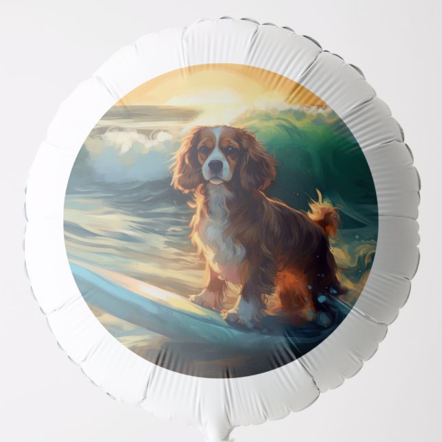 Cavalier King Beach Surfing Painting Balloon (Front)