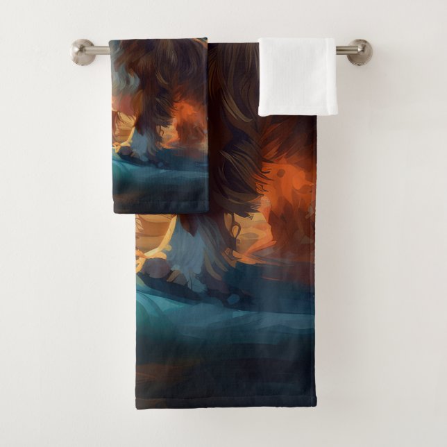 Cavalier King Beach Surfing Painting Bath Towel Set (Insitu)
