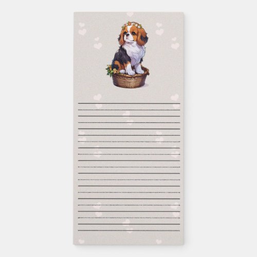 Cavalier King Charles basket with flower crown Magnetic Notepad