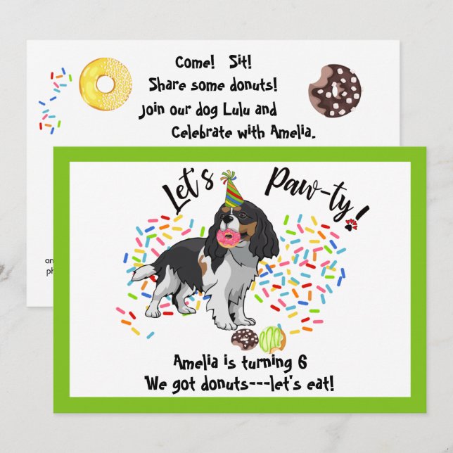 Cavalier King Charles Birthday Party Invitation (Front/Back)