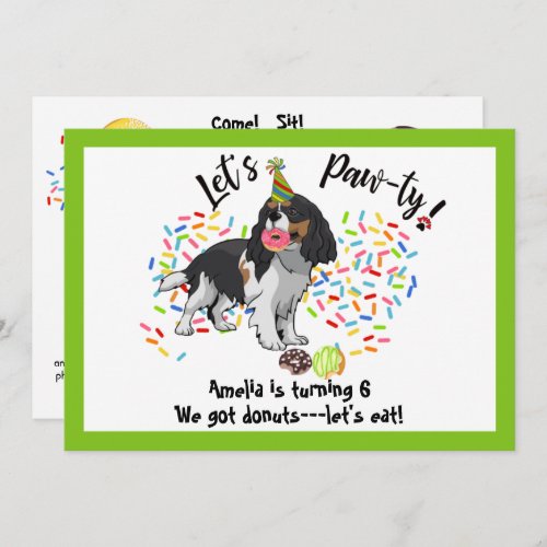 Cavalier King Charles Birthday Party Invitation