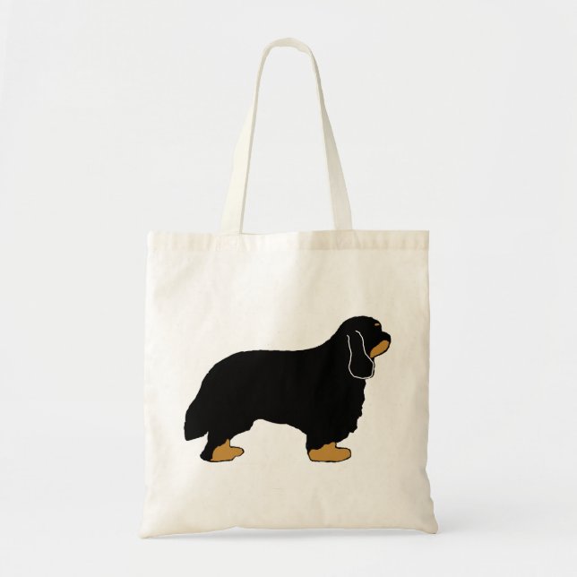Cavalier King Charles black and tan silhouette Tote Bag (Front)