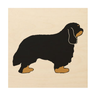 Cavalier King Charles black and tan silhouette Wood Wall Art
