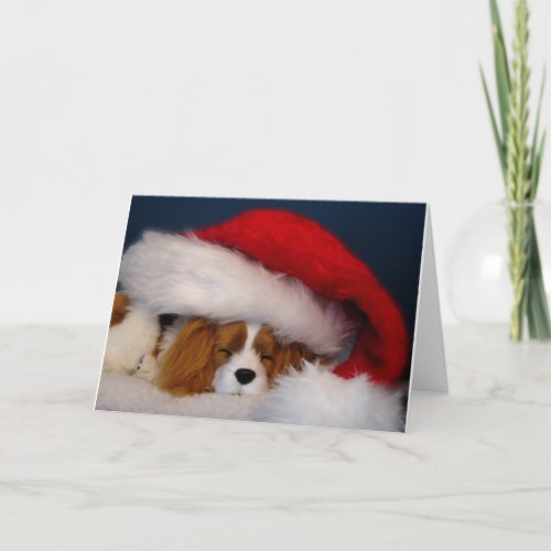 Cavalier King Charles Blenheim Santa Card