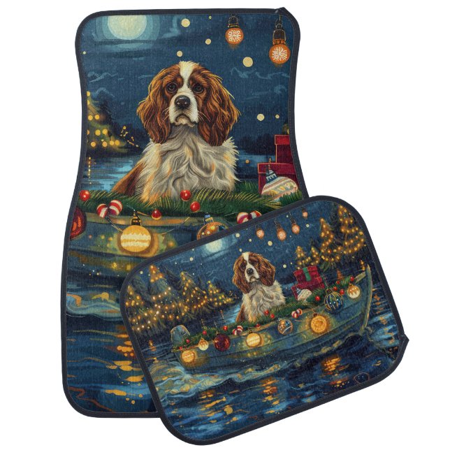 Cavalier King Charles Christmas Festive Voyage Car Floor Mat (Set)