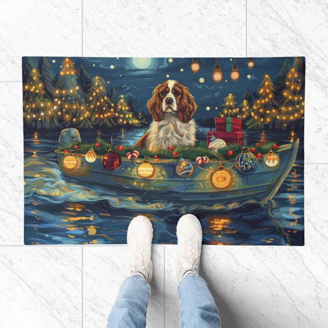 Cavalier King Charles Christmas Festive Voyage Doormat (Indoor)