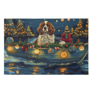 Cavalier King Charles Christmas Festive Voyage Faux Canvas Print