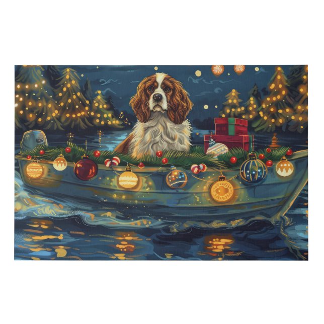 Cavalier King Charles Christmas Festive Voyage Faux Canvas Print (Front)
