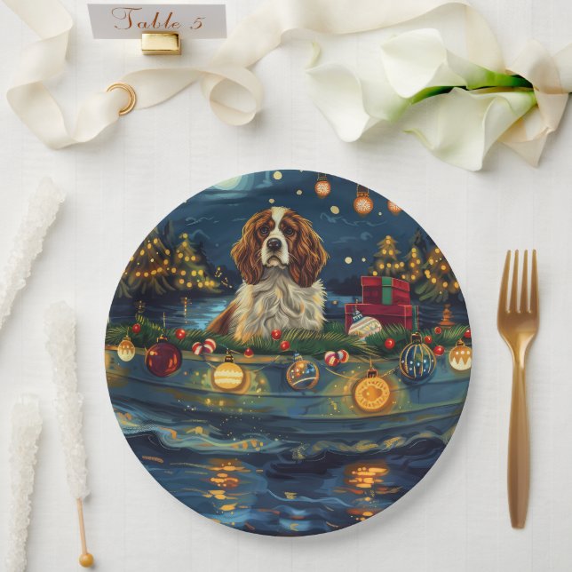 Cavalier King Charles Christmas Festive Voyage Paper Plates (Wedding)