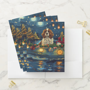 Cavalier King Charles Christmas Festive Voyage Pocket Folder