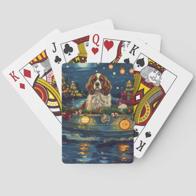 Cavalier King Charles Christmas Festive Voyage Poker Cards (Back)