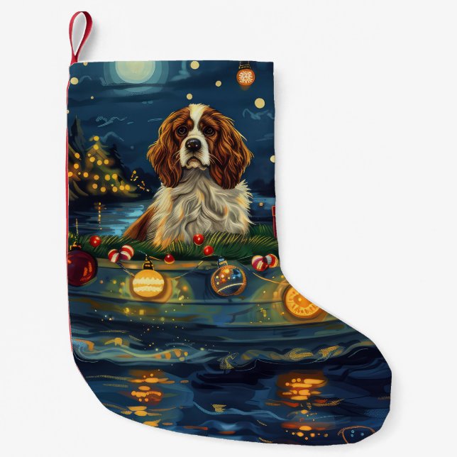 Cavalier King Charles Christmas Festive Voyage Small Christmas Stocking (Front)