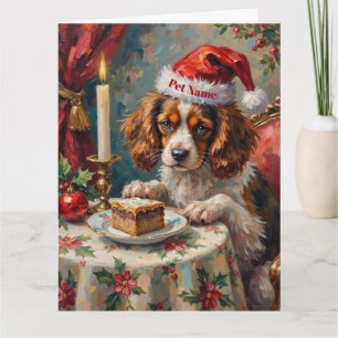 Cavalier King Charles Christmas Pudding Tea Party  Card