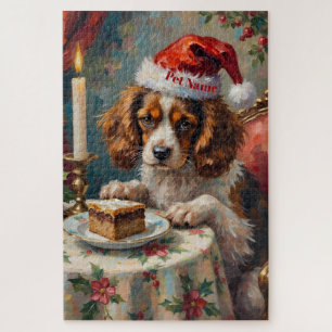 Cavalier King Charles Christmas Pudding Tea Party  Jigsaw Puzzle