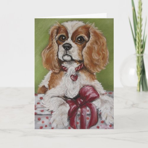 Cavalier King Charles Christmas Puppy Holiday Card