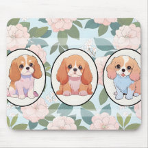 Cavalier King Charles classic flowers background