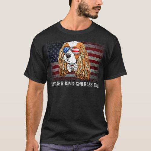Cavalier King Charles Dad American Dog US Flag T_Shirt