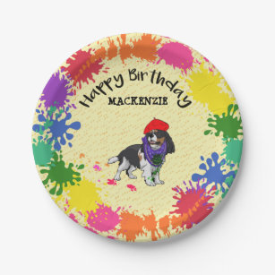 Cavalier King Charles Dog Art Birthday Party      Paper Plates