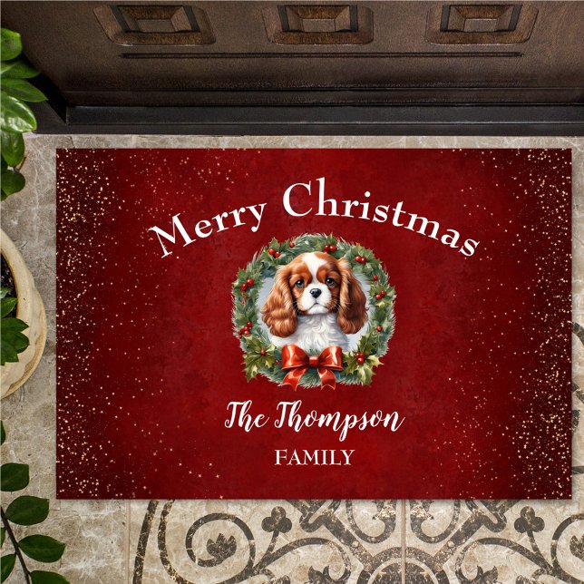 Cavalier King Charles Dog Christmas Family Name Doormat (Cavalier King Charles Dog Christmas Family Name Doormat)