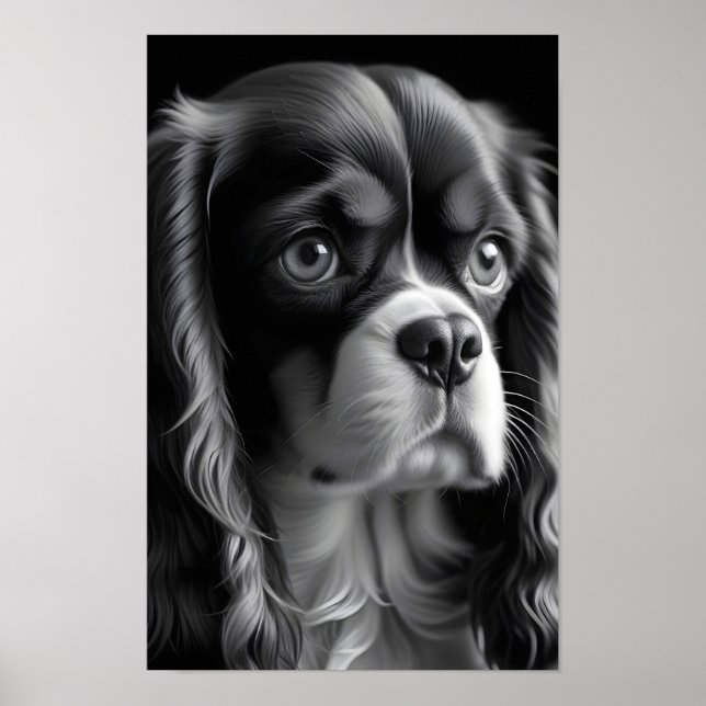 Cavalier King Charles Dog Cute Pet Portrait Poster (Front)