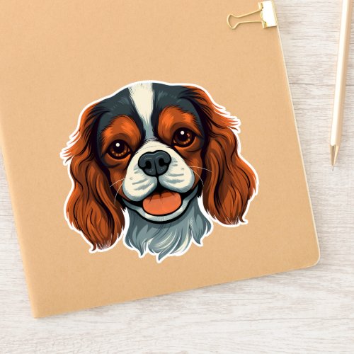 Cavalier King Charles Dog Cute Puppy Face Contour Sticker