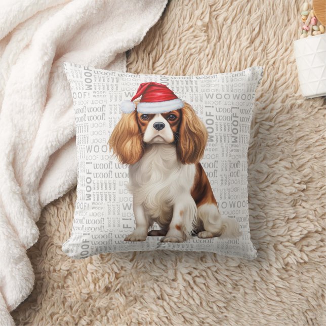 Cavalier King Charles Dog Lover Christmas Holiday Throw Pillow (Blanket)