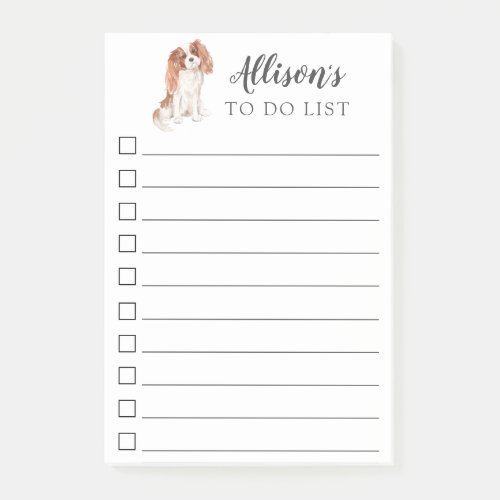 Cavalier King Charles Dog Personalized To Do List Post_it Notes