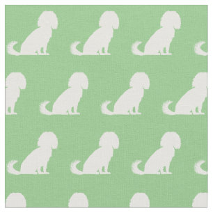 Cavalier King Charles Dog Silhouette Pet Green Fabric