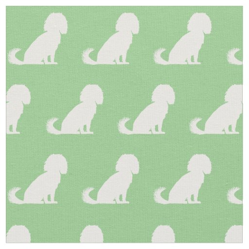 Cavalier King Charles Dog Silhouette Pet Green Fabric