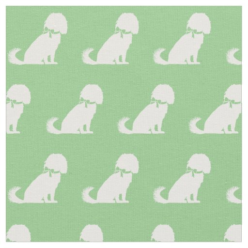Cavalier King Charles Dog Silhouette Sage Green Fabric