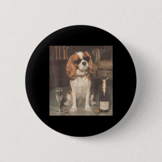 Cavalier King Charles Drinking Champagne Funny Button