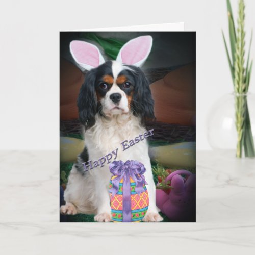 Cavalier King Charles Easter Egg Hunt Holiday Card