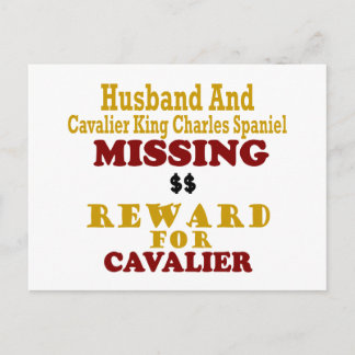 Cavalier King Charles & Husband Missing Reward Fo Postcard