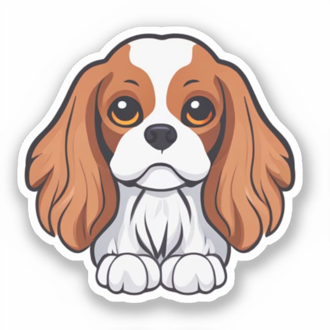 Cavalier king charles illustrated sticker (Front)