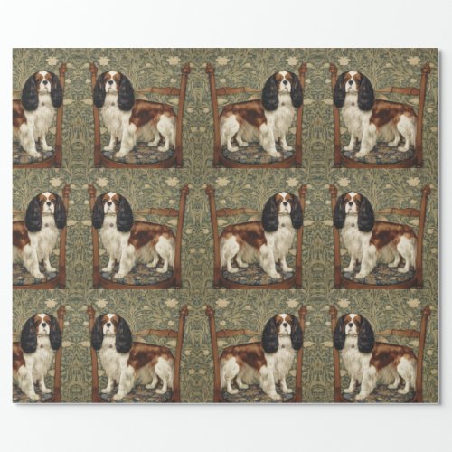 Cavalier King Charles in chair wrapping paper 