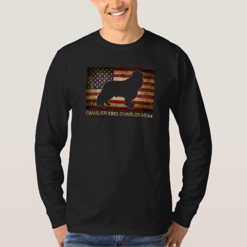 Cavalier King Charles Mom Vintage American Flag Pa T_Shirt