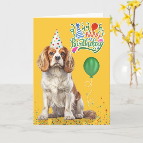 Cavalier King Charles Party Hat Yellow Birthday