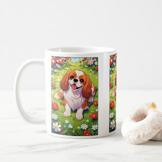 Cavalier King Charles Pastel flowers field Coffee Mug