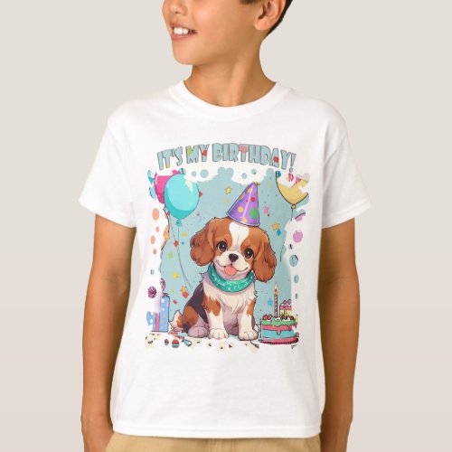 Cavalier King Charles Pastel Its my Birthday T_Shirt