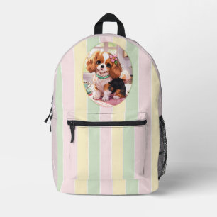 Cavalier King Charles Pastel Lines Cottagecore Printed Backpack